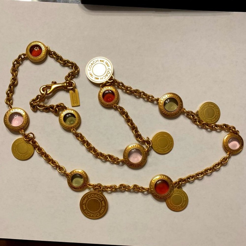 Coach Vintage Coin Brass Necklace RARE